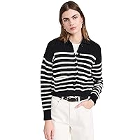 Madewell Women's Ribbed Polo Cardigan Sweater in Stripe