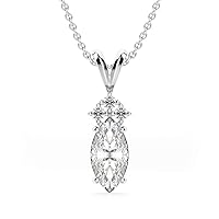 Oh Girl Pendant 2.00CT, Marquise Brilliant Cut, Colorless Moissanite Stone, 925 Sterling Silver, Pendants for Women Daily Wear, Great for Gift Or As You Want