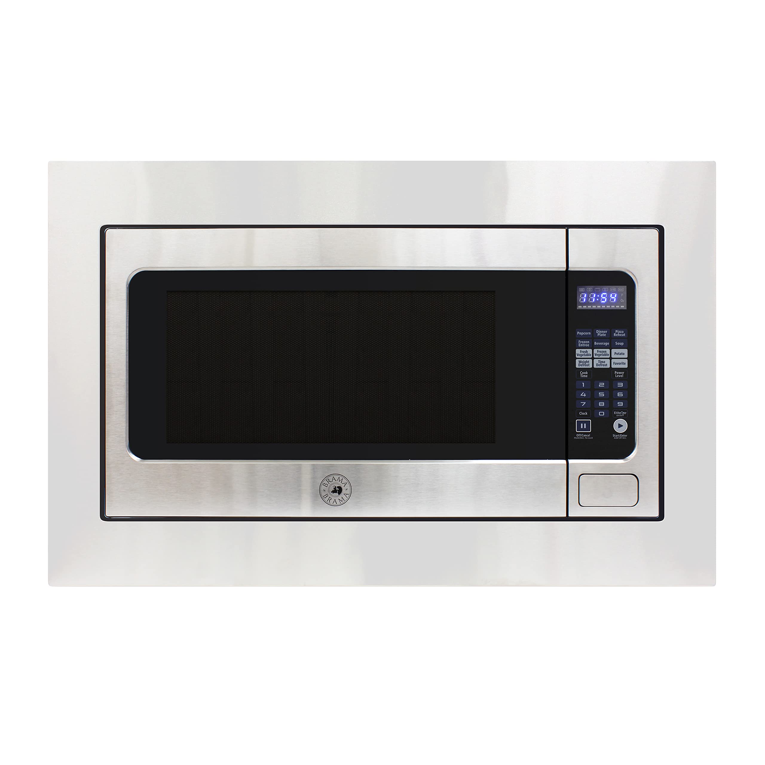 Brama Microwave Oven Built-In 1200-Watts with 10 Power Levels Pre-Set Cooking Settings and Express Cook, Sensor and Speed Cooking and Silent Mode with Glass Turntable, 2.2 Cu.Ft., Metallic