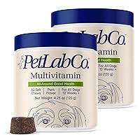 22 in 1 Dog Multivitamin - Support Dog's Immune Response, Skin, Coat, Joints & Overall Health - Vitamins A, E, D, B12, Minerals, Antioxidants - Chewable Pork Flavor