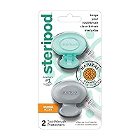 Steripod Clip-On Toothbrush Protector with Orange Essential Oils, Keeps Toothbrush Fresh and Clean, Fits Most Manual and Electric Toothbrushes,2 Count (Pack of 1)