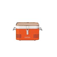 Everdure CUBE Portable Charcoal Grill, Tabletop BBQ, Perfect Tailgate, Beach, Patio, or Camping Grill, Lightweight & Compact Small Grill with Preparation Board & Food Storage Tray, Orange