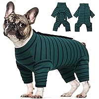 Kuoser Recovery Suit for Dogs Cats After Surgery, Long Sleeve Dog Surgery Recovery Suit, Dog Onesie for Abdominal Wounds Skin Disease, Anti-Licking Pet Surgical Snugly Suit Green XS