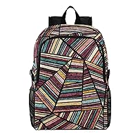 ALAZA Dark Multicolored Geometric Tribal Hiking Backpack Packable Lightweight Waterproof Dayback Foldable Shoulder Bag for Men Women Travel Camping Sports Outdoor
