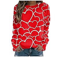 Womens Graphic Sweatshirts Couples Gift Heart Print Turtle Neck Hoodies Classic Date Plaid Shirts for Women