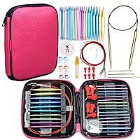 Weabetfu 65pcs Aluminum Metal Knitting Needle Set,Colored  Straight Single Pointed Knitting Needles,12 Size 2.5mm-10mm,10inch Length  for Handmade DIY Knitting with Knitting Accessories