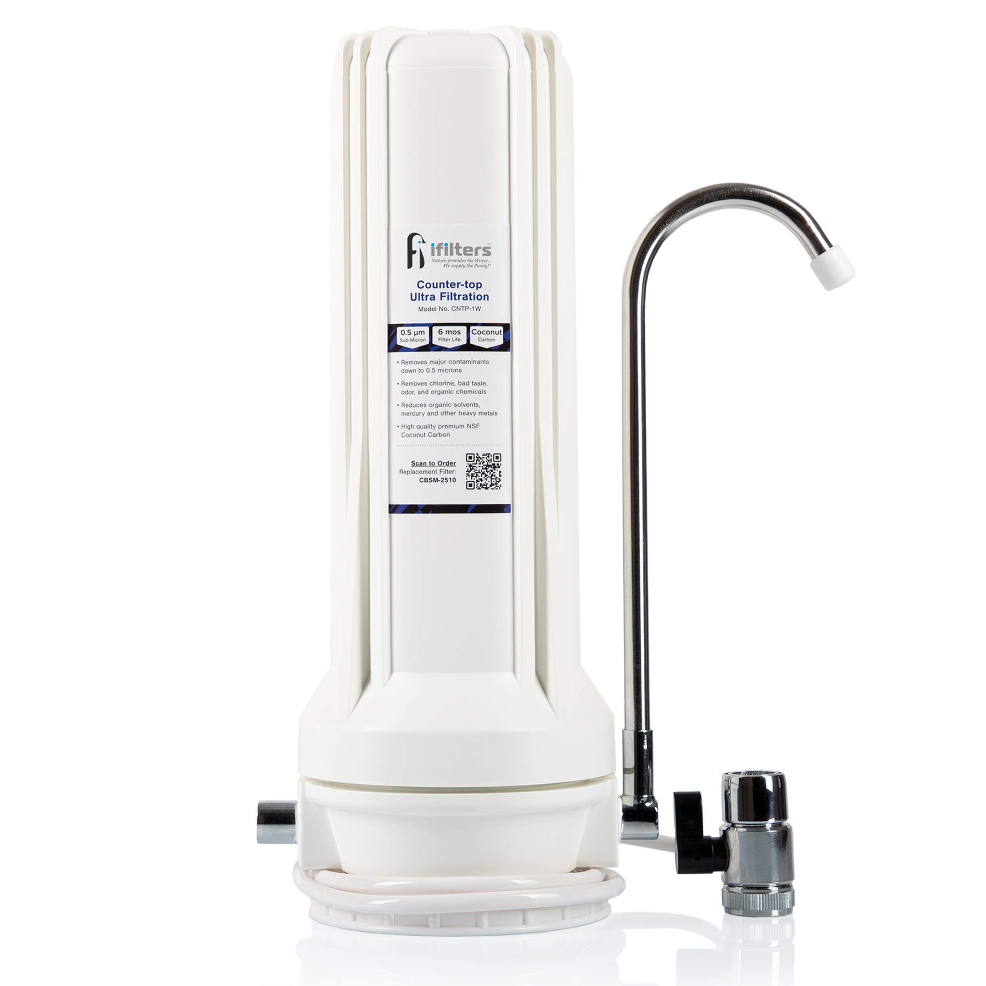 Countertop Ultra Drinking Water Filter for VOCs Cysts Pesticides Herbicides Chlorine Taste & Odor - White