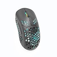 RGB Bluetooth Gaming Mouse Light Weight Silence Wireless Rechargeable Honeycomb Durable Computer Mice Comfortable with Side Button 7 Lights 3 DPI for Laptop Mac Windows Microsoft