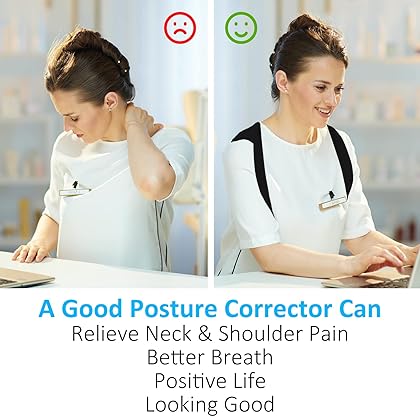 Comezy Posture Corrector for Women & Men, Breathable Back Brace Posture, Adjustable and Comfy Upper Back Support Straightener, Pain Relief for Neck, Shoulder, Spine, Back and Clavicle(Small/Medium