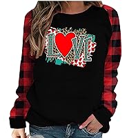 Fall and Spring Clothes for Teen Girl Crew Neck Plaid Raglan Sleeve Tunic Tops Crew Neck Valentine's Day Blouse Tops