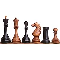 1935 Botvinnik Flohr-II Soviet Chess Pieces Only Set -Distress Antiqued Boxwood & Ebonised Boxwood- 4.4