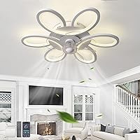 Dfiacn Ceiling Fan with Lighting Bedroom Modern Dimmable Child Ceiling Fan with Light and Remote Control App Reversible Quiet Lamp with Fan Reminder 6-Speed Timer, White