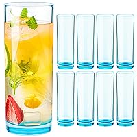 13oz Highball Glasses, Glodarea 8Pcs Tall Glass Sets, Lead-Free Crystal Glass Drinking Glasses, Water Glasses, Mojito Glass Cups, Tom Collins Bar Glassware, and Mixed Drink Cocktail Glass Set