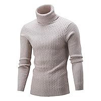Men's Casual Slim Fit Thermal Turtleneck T Shirts Basic Knitted Pullover Sweaters Cashmere Ribbed Knit Tops Knitwear