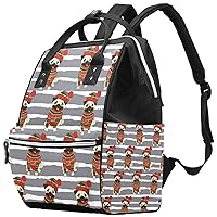 Cute Pug in Sweater and Winter Hat Diaper Bag Backpack Baby Nappy Changing Bags Multi Function Large Capacity Travel Bag
