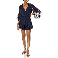 Women's Ximena Dress-Solid Chiffon, Navy, M