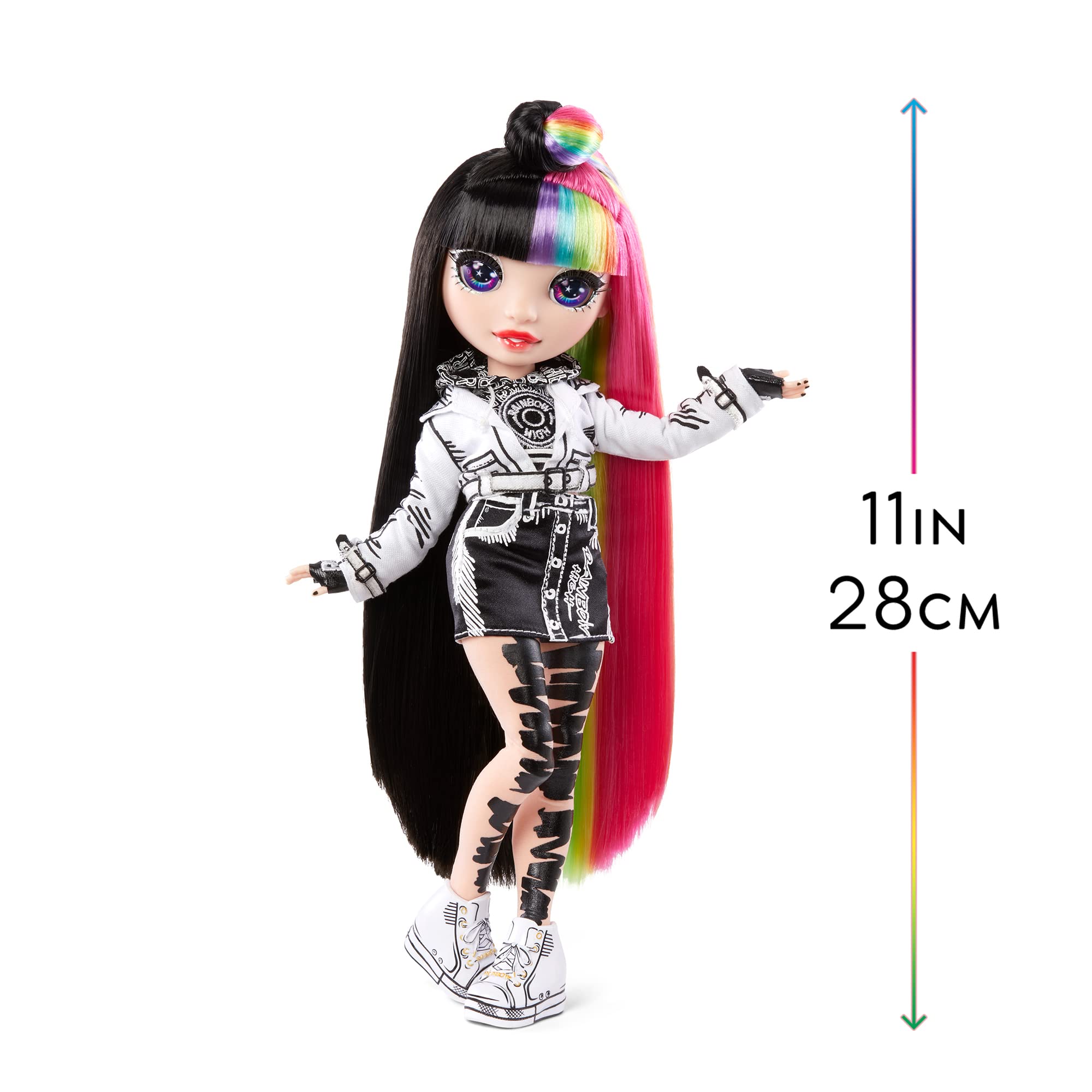Rainbow High 2021 Jett Dawson Collector Fashion Doll with Black and Rainbow Hair, 2 Designer Outfits to Mix & Match Accessories, Gift for Kids & Collectors, Toys for Kids Ages 6 7 8+ to 12 Years