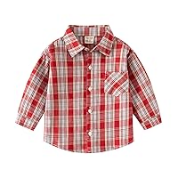 Boy Top 5t Toddler Boys Long Sleeve Fashion Plaid Shirt Tops Coat Outwear for Boys Clothing Boys Shirts 14 16