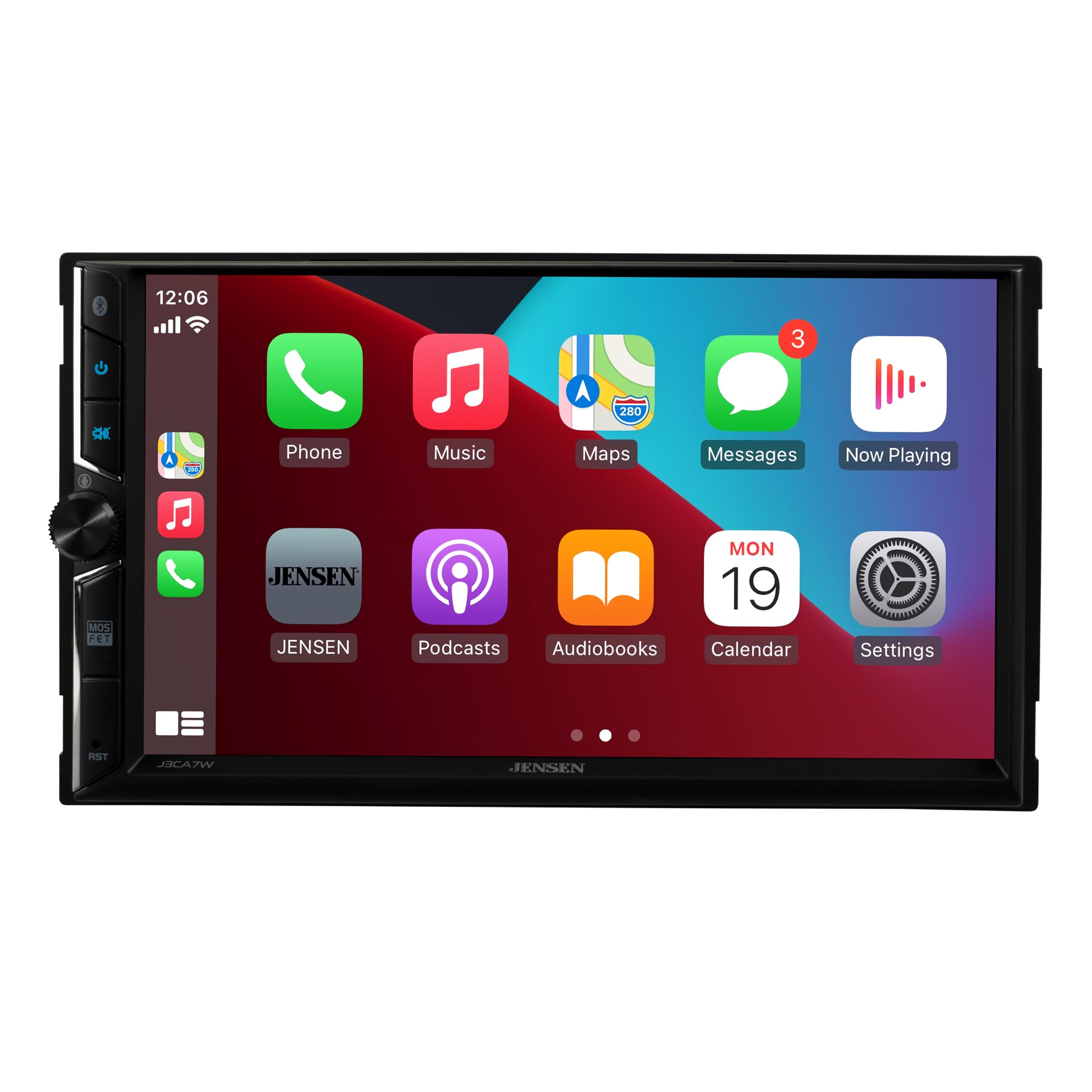 Jensen J3CA7W 7-inch Certified Apple CarPlay Android Auto Wired or Wireless | Double DIN Touchscreen Car Stereo Radio | Bluetooth | Backup Camera Input | USB Playback & Charge