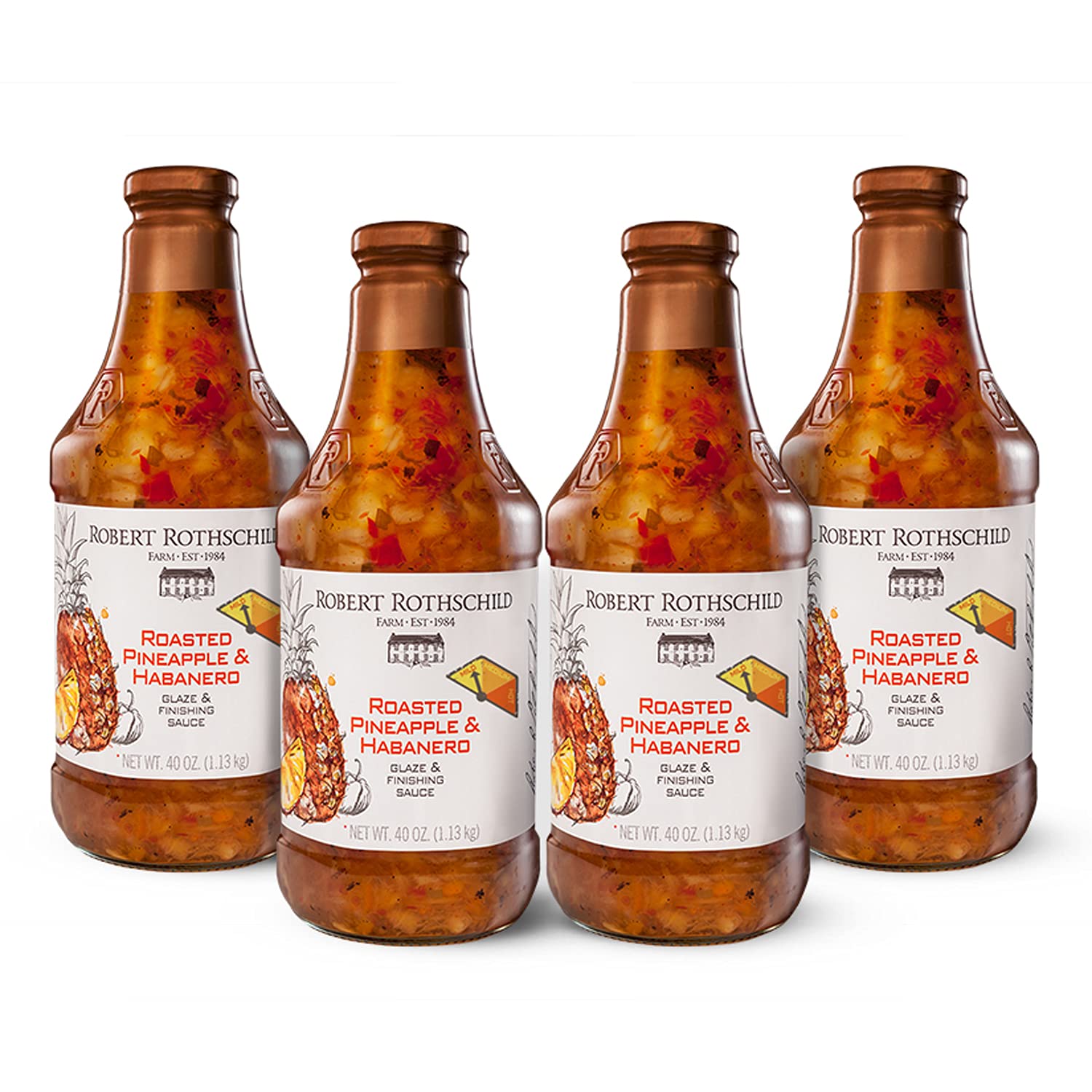 Robert Rothschild Farm Roasted Pineapple & Habanero Gourmet Glaze and Finishing Sauce – Sweet and Spicy Marinade, Glaze or Dip – 40 Oz (Pack of 4)