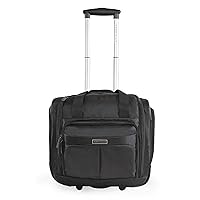Perry Ellis Men's Excess 9-Pocket Underseat Rolling Tote Carry-on Bag, Black, One Size