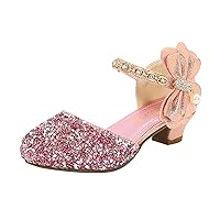 Lace Sandals for Girls Girls Low Heeled Shoe Dress Shoes Rhinestone Bows Low Heel Princess Flower Girls Dress Sandals