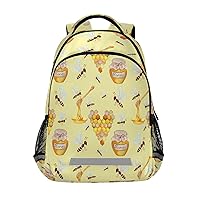 Bees And Heart-Shaped Honeycombs Backpacks Travel Laptop Daypack School Book Bag for Men Women Teens Kids