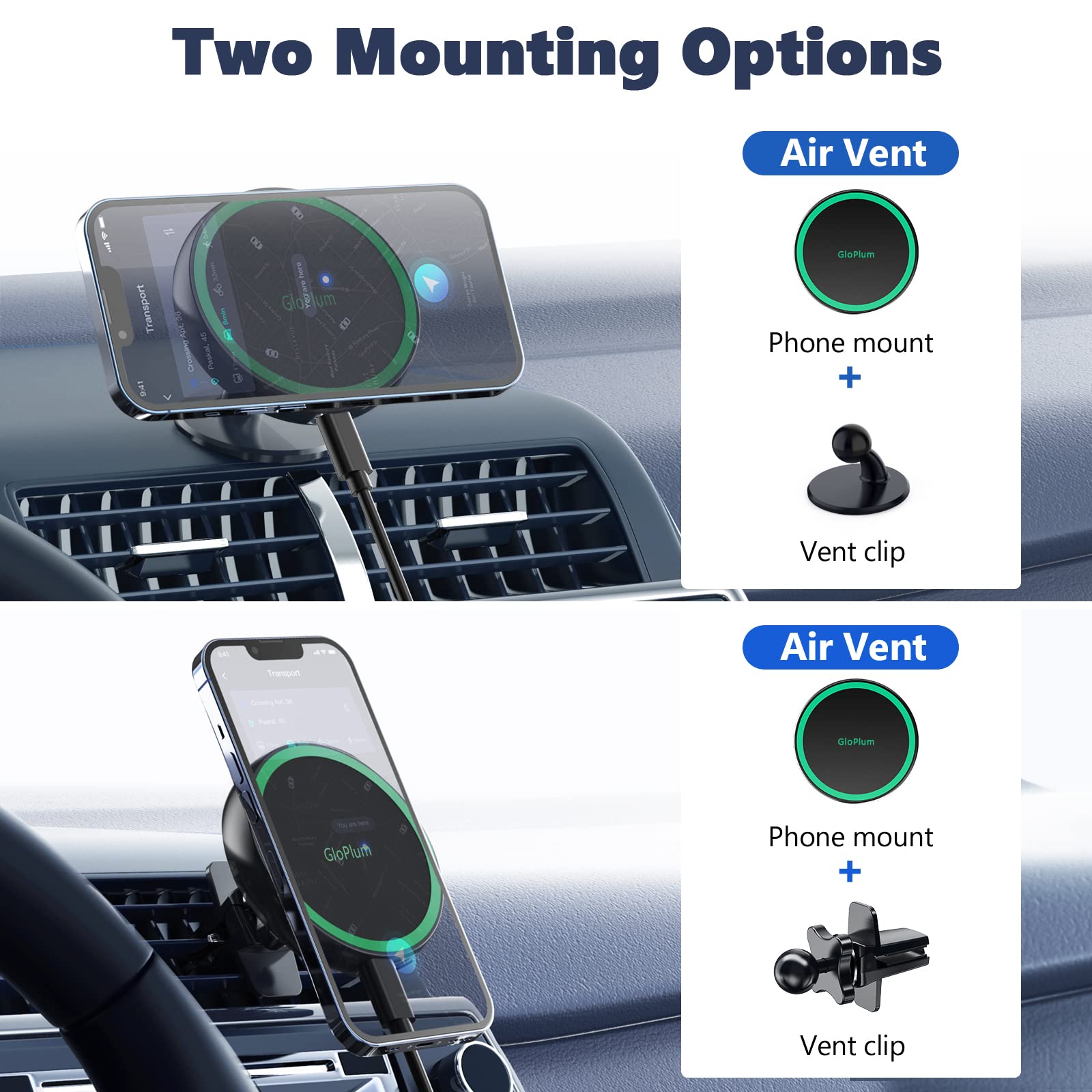 Magnetic Wireless Car Charger Mount Compatible with Magsafe iPhone 14/ iPhone 13/12, Fast Charging Air Vent Magnet Accessories Car Phone Holder