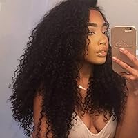 250% High Density Afro Kinky Curly Lace Front 10A Brazilian Human Hair Wigs Pre Plucked Natural Hairline Free Part with Baby Hair for Black Women