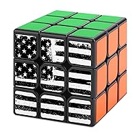 Black American Flag Speed Cube 3x3x3 Magic Cube Smooth Turning Puzzle Box Brain Travel Games for Adults
