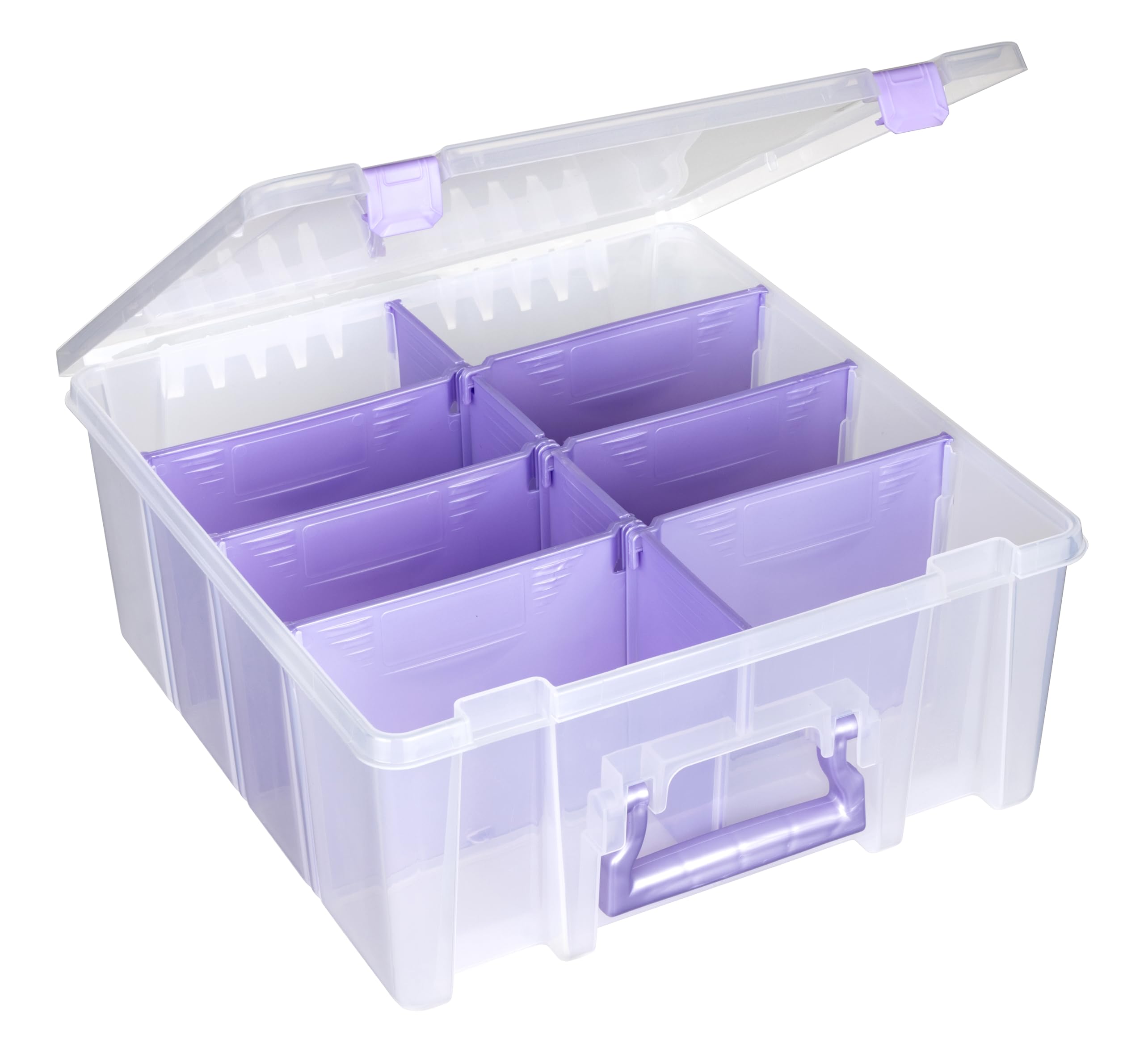 ArtBin Super Satchel Double Deep with Purple Accents Storage Container, Clear