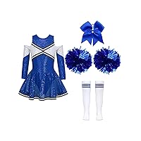 YiZYiF Kids Girls Cheer Leader Costume Halloween Carnival Cosplay Long Sleeve Dance Dress Cheerleading Uniform