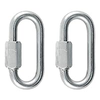 CURT 82903 Threaded Quick Link Trailer Safety Chain Hook Carabiner Clips, 5/16-Inch Diameter, 1,760 lbs, 2-Pack, CLEAR ZINC
