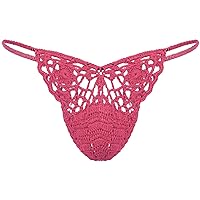 iiniim Men's Crochet G-string Hollow Out Thongs Bodycon Low Waist Sexy Underwear Briefs