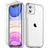 COOLQO Compatible with iPhone 11 Case, and [2 x Tempered Glass Screen Protector] for Clear 360 Full Body Coverage Hard PC+Soft Silicone TPU 3in1 Shockproof Protective Phone Cover