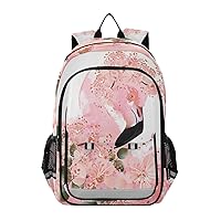 ALAZA Pink Flamingo Cherry Blossom Flowers Laptop Backpack Purse for Women Men Travel Bag Casual Daypack with Compartment & Multiple Pockets