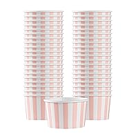 Restaurantware Coppetta 3-Ounce Dessert Cups, 50 Disposable Ice Cream Cups - Lids Sold Separately, Sturdy, Pink And White Paper FroYo Bowls, For Hot And Cold Foods, Perfect For Gelato Or Mousse