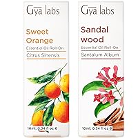 Sweet Orange Roll On & Sandalwood Roll On Set - Essential Oils Aromatherapy Roll On with Essential Oil Set - 2x0.34 fl oz - Gya Labs