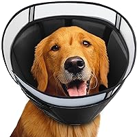 Dog Cone Collar for After Surgery, Soft Pet Recovery Collar for Dogs and Cats, Adjustable Cone Collar Protective Collar for Large Medium Small Dogs Wound Healing (Black, Large)