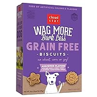 Cloud Star Wag More Bark Less - Dog Treats - Crunchy Biscuits - Grain Free Assorted Flavors - 14 oz Box