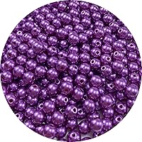 300pcs Pearl Beads for Crafts 8mm Resin Pearl for Jewelry Making Round Loose Pearls Beads with Hole for Necklaces Bracelets Earrings Making Jewelry Decoration (Dark Purple)