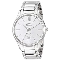 Men's Stainless Steel Round Watch with Bracelet and Calendar Window