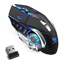 Bluetooth Mouse, Rechargeable Wireless Mouse Multi-Device (Tri-Mode:BT 5.0/4.0+2.4Ghz) with 3 DPI Options, Ergonomic Optical Portable Silent Mouse for Lenovo IdeaPad 3 Gaming Laptop Blue Black