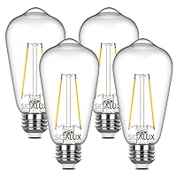 Sigalux Edison Bulbs, E26 LED Bulb ST58 Filament Clear Non-Dimmable Vintage Light Bulbs 40W Equivalent 400LM Soft White 2700K 15, 000hrs 4 Pack