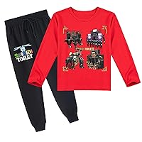 Kids Child Cotton Tops with Sweatpants 2Pcs Suit,Classic Long Sleeve T-Shirts Set Crewneck Tracksuit for Boys Girls