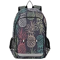 ALAZA Tropical Coconut Palm Trees Fruits Pineapples Colorful Pineapples Fruit Casual Backpack Travel Daypack Bookbag