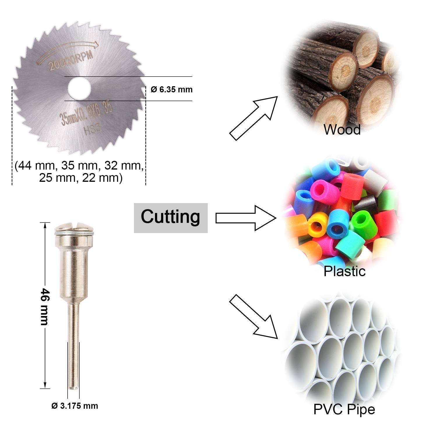 GOXAWEE 60 Grit 20Pcs Diamond Burr Set& Cutting Wheel Set for Rotary Tool Bundle