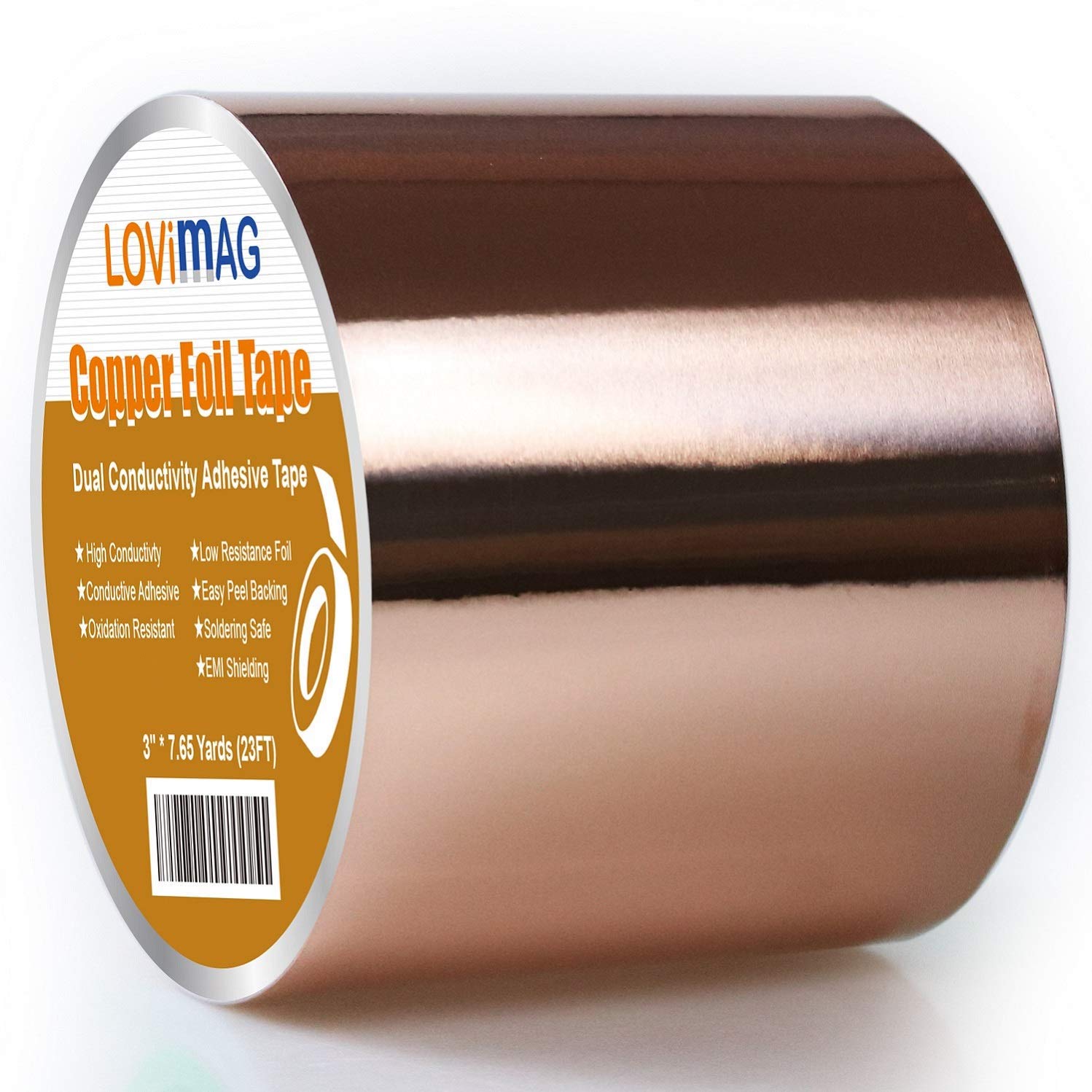 LOVIMAG Copper Foil Tape (1inch X 66 FT) with Conductive Adhesive