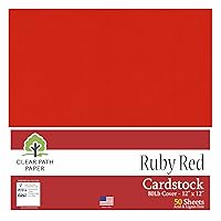 Ruby Red Cardstock - 12 x 12 inch - 80Lb Cover - 50 Sheets - Clear Path Paper