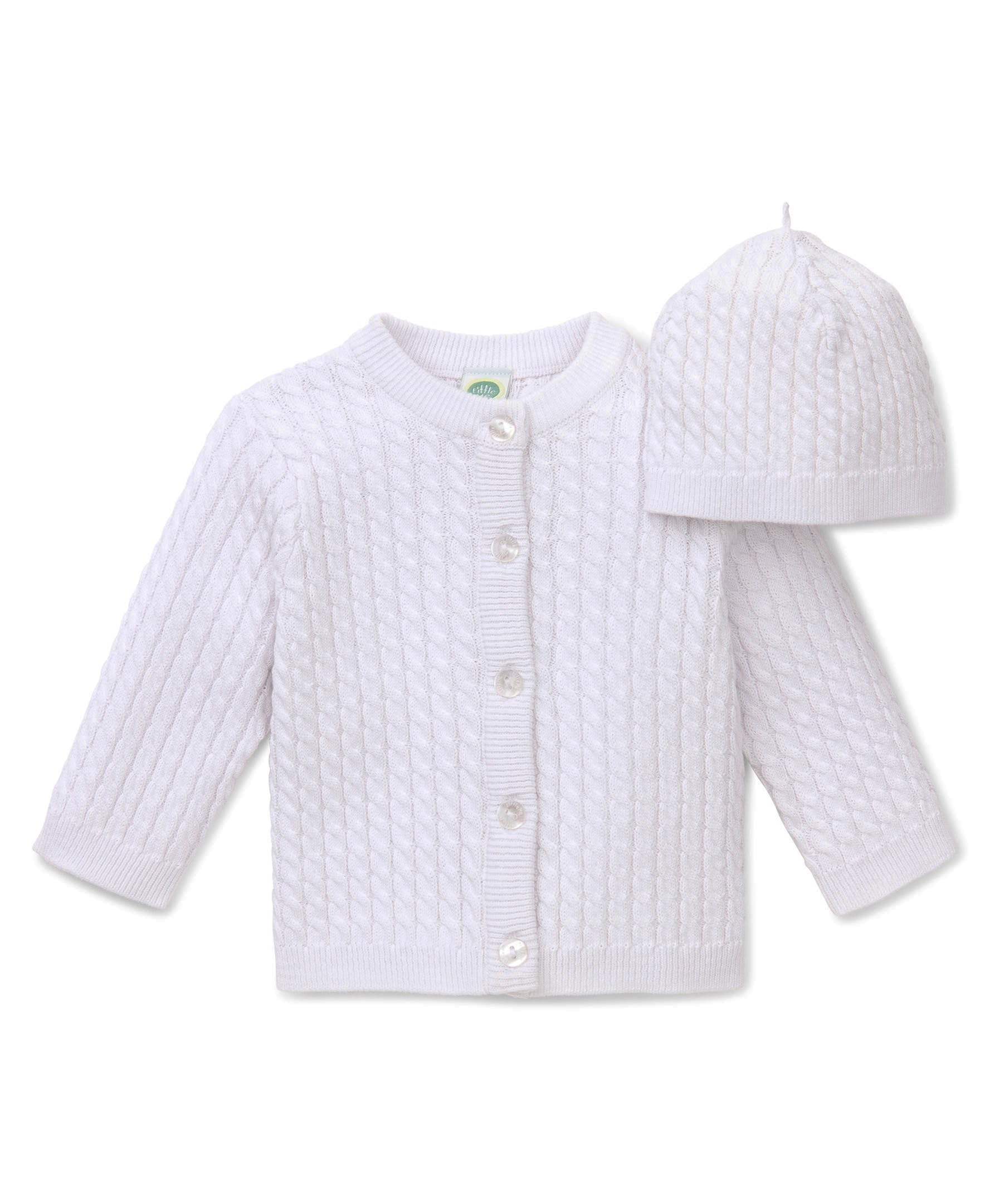 Little Me Baby Cable Knit Sweater and Cap Set